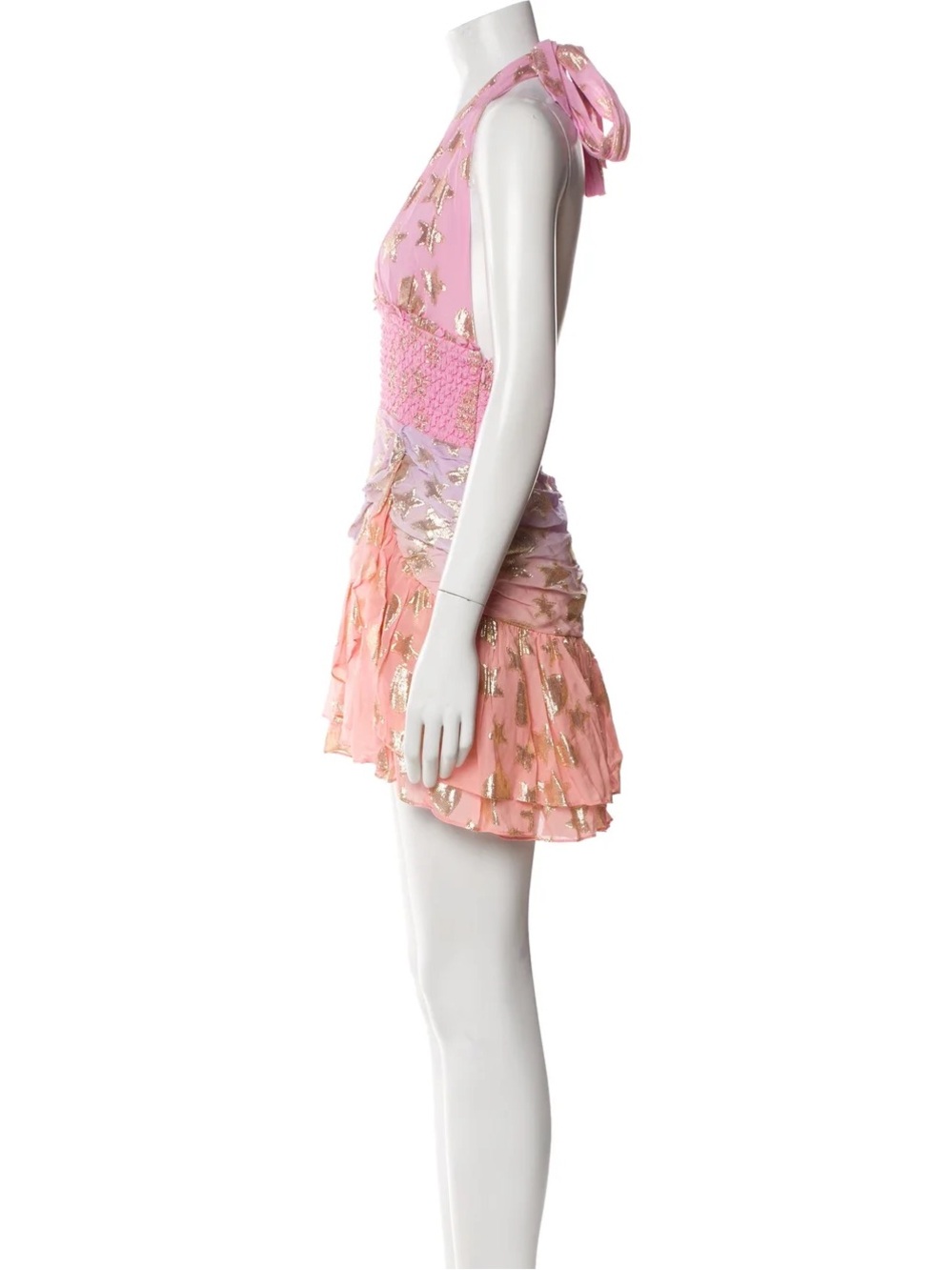 LoveShackFancy Pink & Lavender Sparkle Heart Halter Mini Dress Size Small - Picture 6 of 8